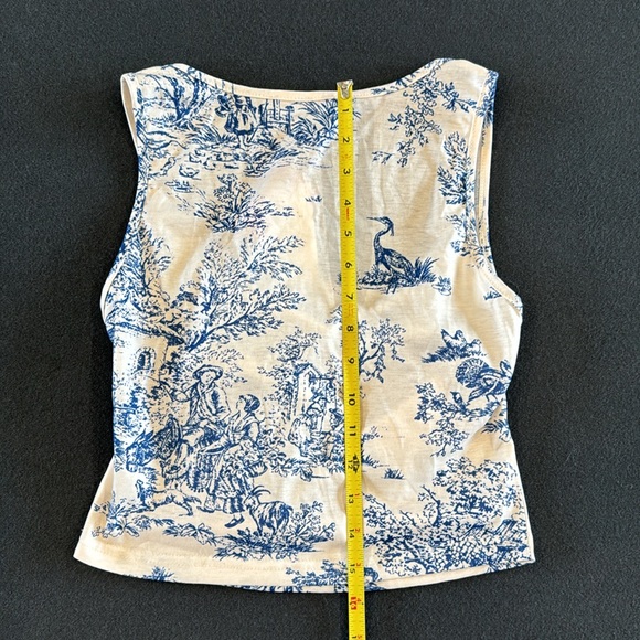 NEW Toile De Jouy Square Neck Tank Top - Picture 7 of 12